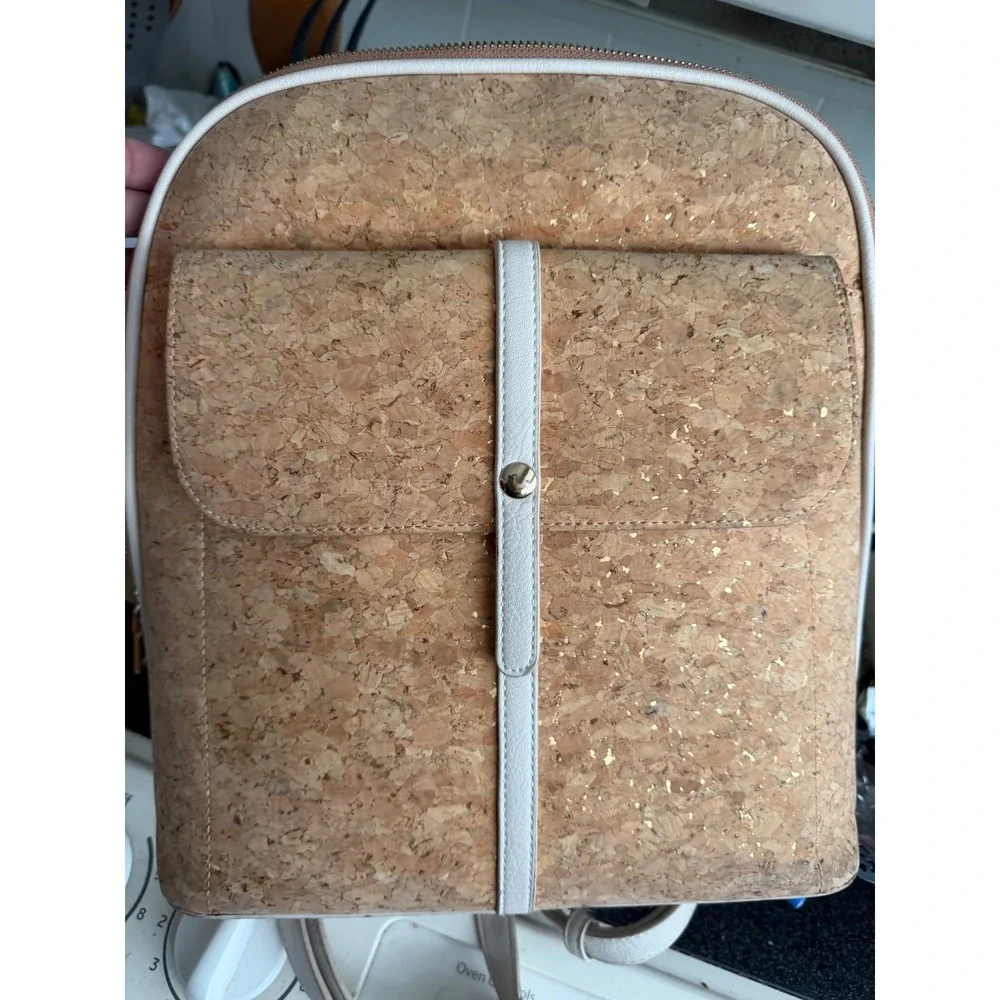 Miztique Daisy Cork Backpack Gold Fleck Vegan Leather Ivory Trim